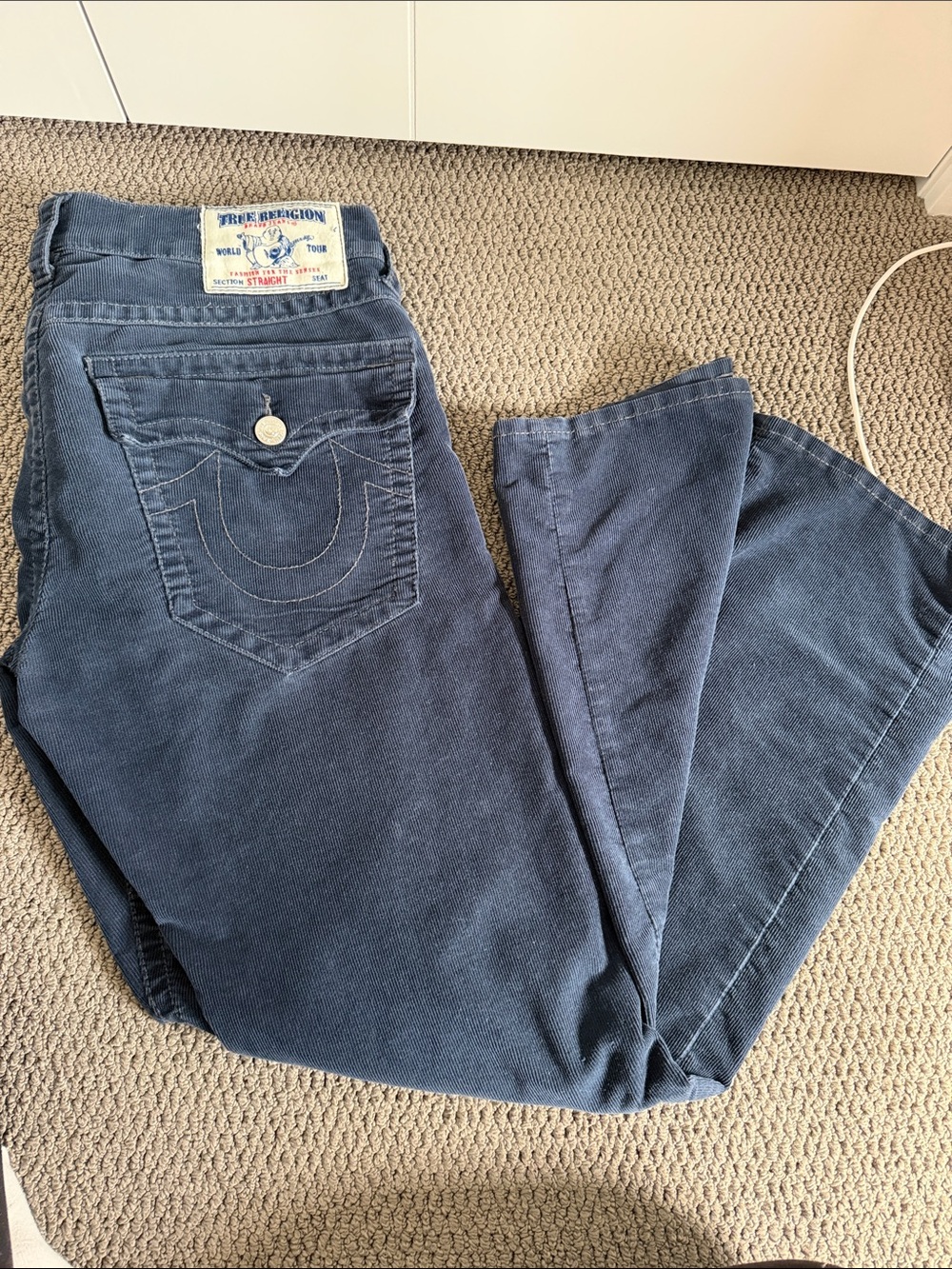 True Religion Men’s Dark Navy Straight Leg Corduroy Pant